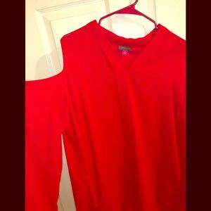 Red cold-shoulder shirt